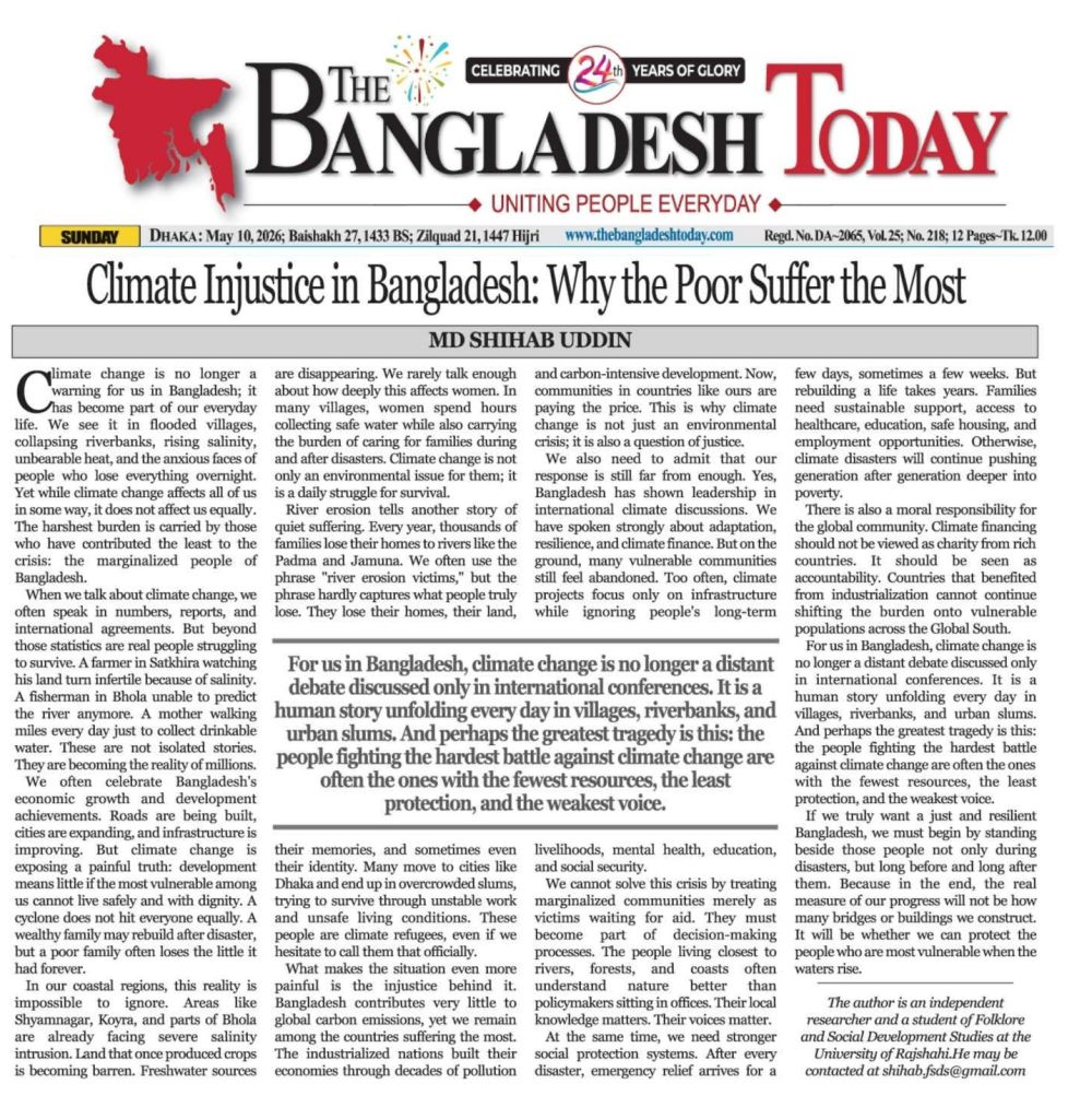 Climate Injustice in Bangladesh: Why the Poor suffer most?